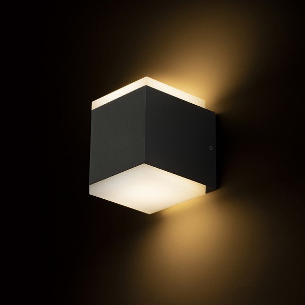 TIRAS II nástěnná antracitová mléčný akryl 230V LED 2x6W IP54 3000K - RED - DESIGN RENDL