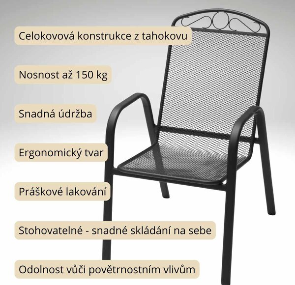 Vikio Zahradní kovové křeslo V120C černá