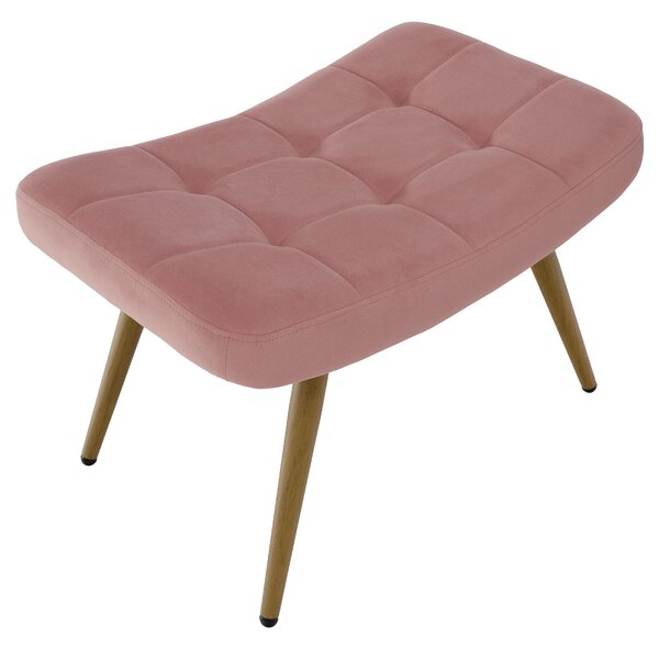 KONDELA Křeslo s podnoží, růžová Velvet látka/dub, HABEN