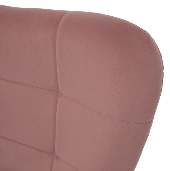 KONDELA Křeslo s podnoží, růžová Velvet látka/dub, HABEN