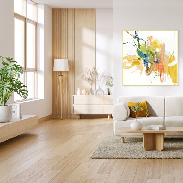 Obraz s ručně malovanými prvky 102x102 cm Confidential Yellow – Malerifabrikken