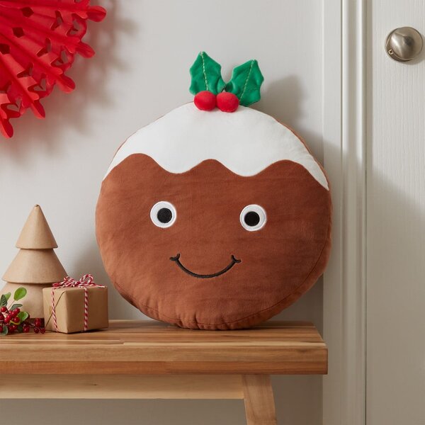 Plyšový dekorační polštář s vánočním motivem 35x35 cm Christmas Pudding – Catherine Lansfield