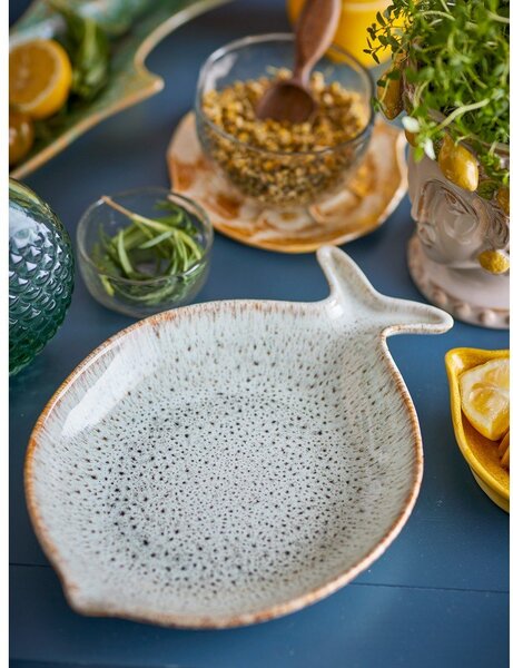 Modrý/béžový servírovací talíř z kameniny Fleur – Bloomingville