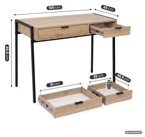 Kancelářský stůl ZENTIA dub artisan / černé nohy