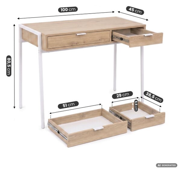 Kancelářský stůl ZENTIA dub artisan / bílé nohy