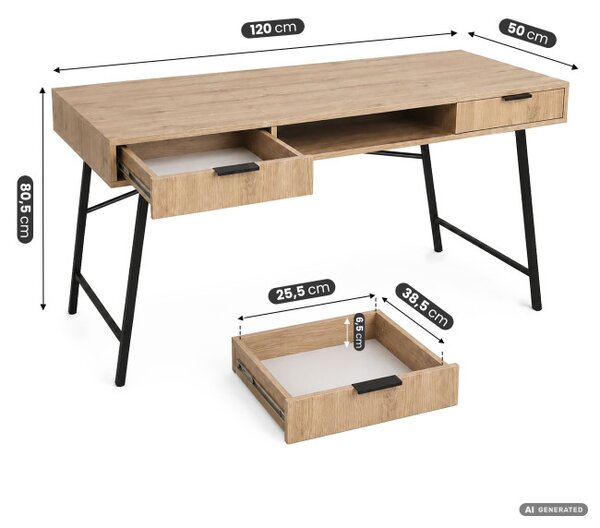 Kancelářský stůl ARDEN dub artisan / černé nohy