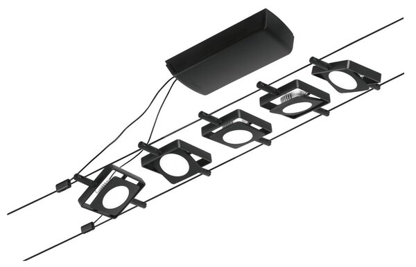 P 94424 LED lankový systém MacLED základní sada 5x4,5W 3000K 230/12V černá mat/chrom - PAULMANN