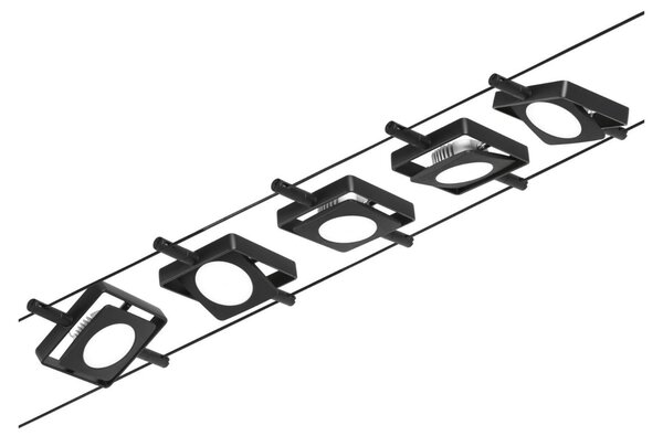 P 94424 LED lankový systém MacLED základní sada 5x4,5W 3000K 230/12V černá mat/chrom - PAULMANN