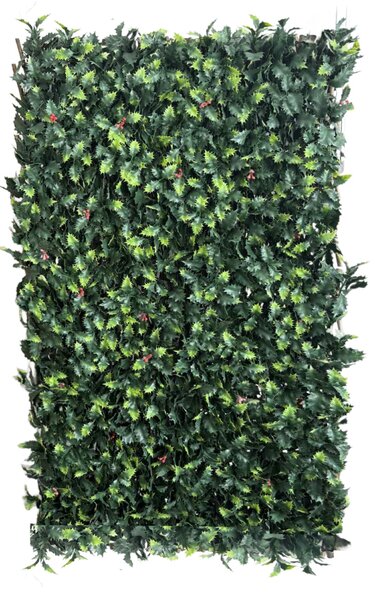 Umělý živý plot/zástěna z umělých cesmínových listů s osvětlením BestBerg / 2 x 1 m / 100 LED