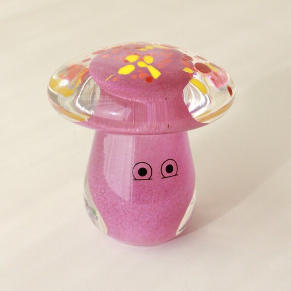 Skleněná figurka Crystal Blob Pink Shroom