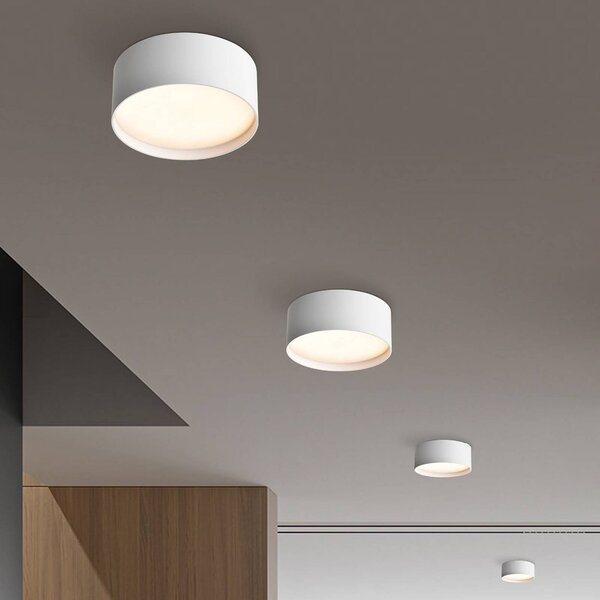 CMD LED stropní svítidlo 9093, Ø 12 cm, bílé, IP44, kovové, Bílá / opál, Hliník, Moderní