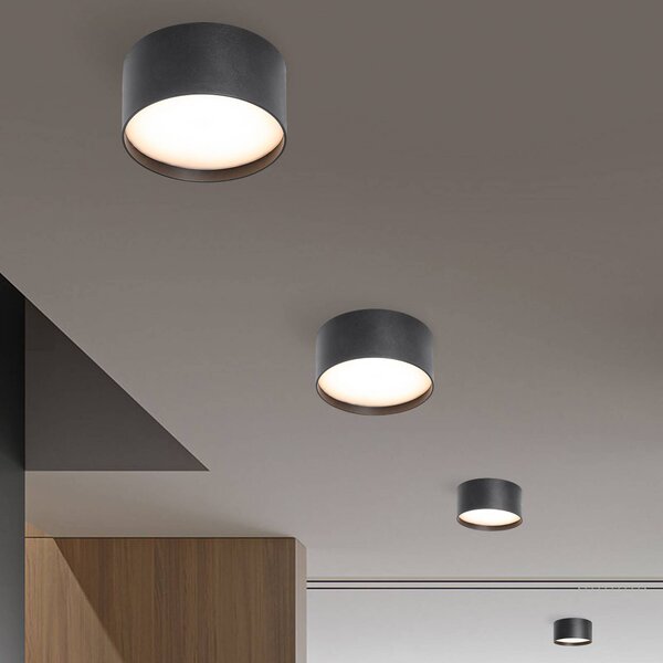CMD LED stropní svítidlo 9092, Ø 12 cm, antracit, IP44, kovové, Černá, Hliník, Moderní