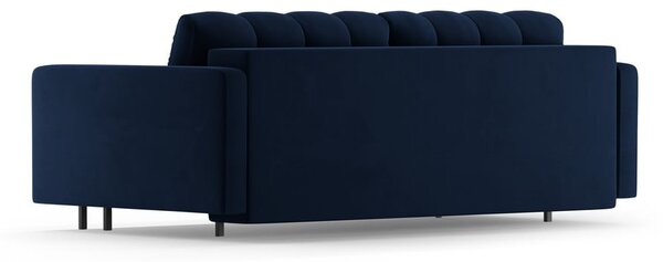 Tmavě modrá sametová rozkládací/s úložným prostorem pohovka 222 cm Bali – Cosmopolitan Design