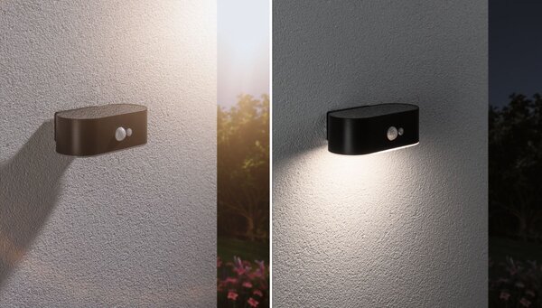 P 94571 Solární LED venkovní nástěnné svítidlo Adya pohybové čidlo IP44 3000K černá - PAULMANN