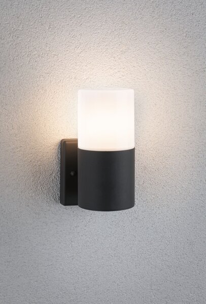 P 94649 Venkovní nástěnné svítidlo Tubs IP44 kruhové 105x123mm max. 15W 230V šedá mat kov/umělá hmota - PAULMANN