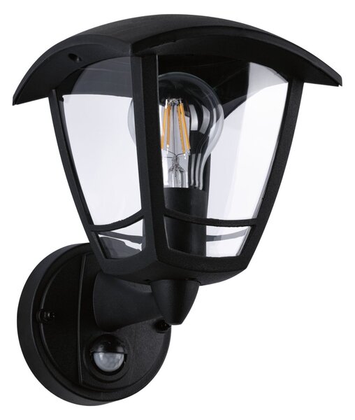 P 94647 Venkovní nástěnné svítidlo Classic Curved pohybové čidlo IP44 hranaté 164x180mm max. 12W 230V černá umělá hmota - PAULMANN