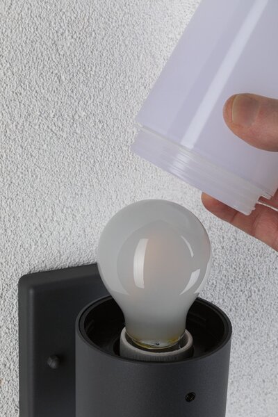 P 94648 Venkovní nástěnné svítidlo Tubs pohybové čidlo IP44 kruhové 105x130mm max. 15W 230V šedá mat kov/umělá hmota - PAULMANN