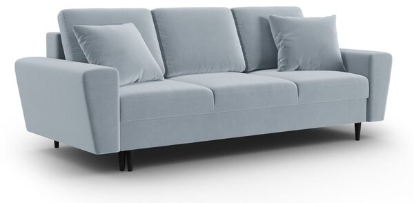 Světle modrá sametová rozkládací/s úložným prostorem pohovka 235 cm Kyoto – Cosmopolitan Design