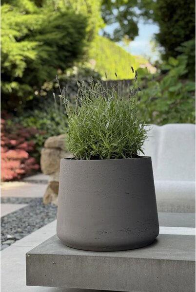 Květináč TROPICO, sklolaminát, výška 29 cm, antracit