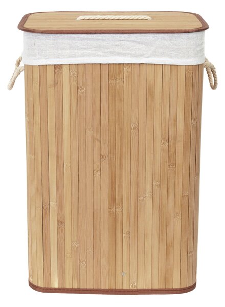 Bambusový koš na prádlo s víkem Compactor Bamboo - obdélníkový, přírodní, 40 x 30 x v60 cm
