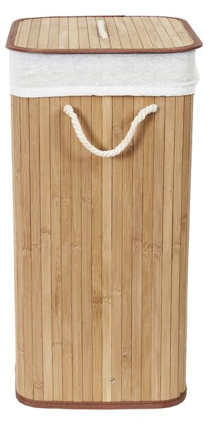 Bambusový koš na prádlo s víkem Compactor Bamboo - obdélníkový, přírodní, 40 x 30 x v60 cm