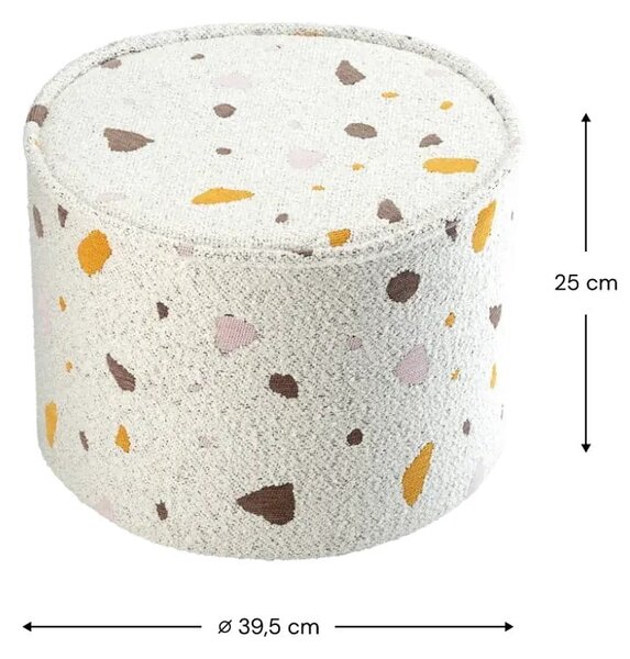 Bílý dětský puf z textilie bouclé/žinylkový Terrazzo – Wigiwama