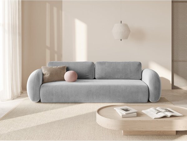 Světle šedá sametová rozkládací/s úložným prostorem pohovka 262 cm Tonale – Cosmopolitan Design