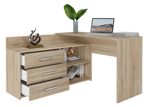 Rohový pc stolek Debio 1 (dub sonoma). Akce -20%