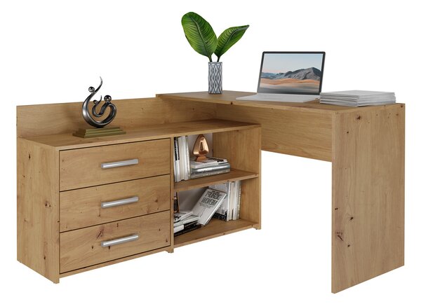 Rohový pc stolek Debio 1 (dub artisan)