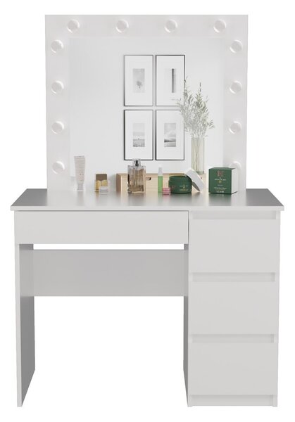 Toaletní stolek Micras 2 (bílá) (P) (se zrcadlem) (s LED osvětlením)