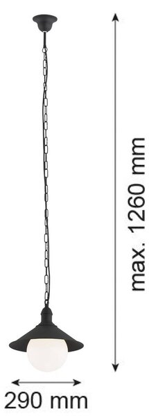 Argon Venkovní závěsné svítidlo Enduro, černé, ocel, sklo, IP44, E27, stmívatelný, Černá, kov