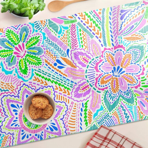 Skleněná deska do kuchyně Květinový vzor v boho stylu ddk-nr-wm-00006740