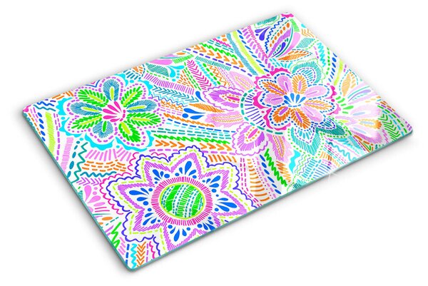 Skleněná deska do kuchyně Květinový vzor v boho stylu ddk-nr-wm-00006740