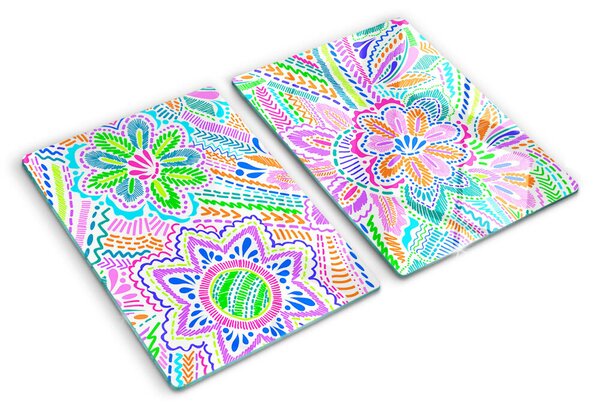 Skleněná deska do kuchyně Květinový vzor v boho stylu ddk-nr-wm-00006740