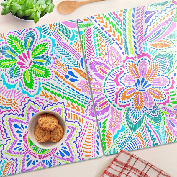 Skleněná deska do kuchyně Květinový vzor v boho stylu ddk-nr-wm-00006740