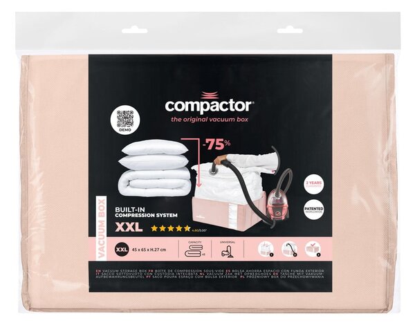 Vakuový plastový úložný box na oblečení 65x45x27 cm Pink Edition – Compactor