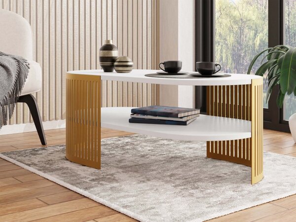 Konferenční stolek Zinzit Gold II, Barva: zlatá / arktická bílá 5903211391996