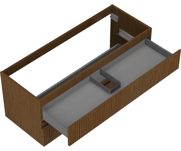 Mexen Rivel, koupelnová skříňka 120 cm, 2 zásuvky, drážkovaná, ořech, 91A20-12047-2-BFF86