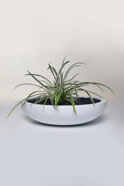 Okrasná miska PLANA, sklolaminát, 9xØ34 cm, bílá