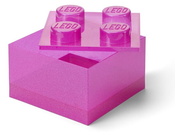 Růžový plastový dětský úložný box 25x25x18 cm – LEGO®