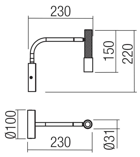 Redo Nástěnné LED svítidlo DRILL, 8W, v. 22 cm, CRI90, stmívatelné Barva: Černá, Barva světla: 2700K