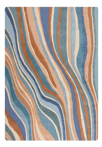 Modrý ručně tkaný vlněný koberec 160x230 cm Abstract Flow – Flair Rugs