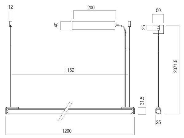 Redo Závěsné LED lineární svítidlo CRISP 36W, š. 120 cm, stmívatelné Barva: Stříbrná-kávová, Barva světla: 2700K