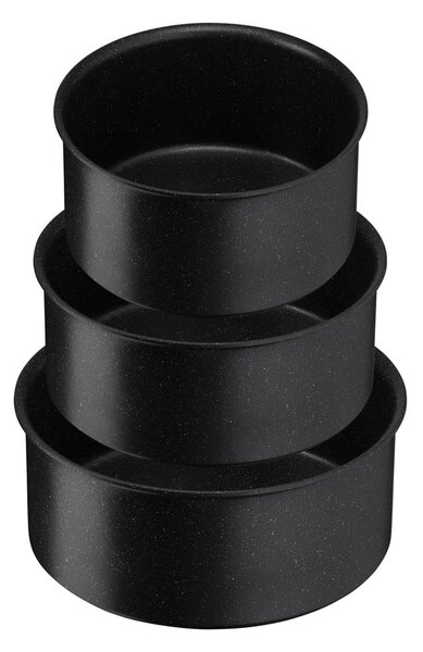 Hliníkové hrnce na indukci s nepřilnavým povrchem a odnímatelnou rukojetí v sadě 3 ks INGENIO Black stone L3998902 – Tefal