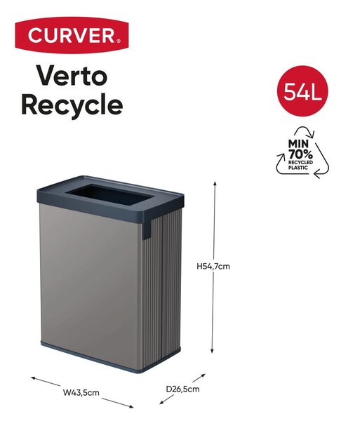 Šedý odpadkový koš na tříděný odpad z recyklovaného plastu 54 l Verto Recycle – Curver