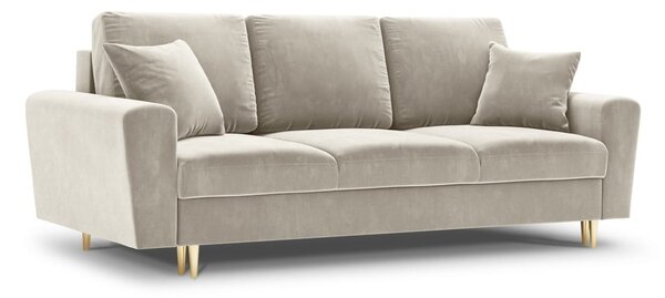 Béžová sametová rozkládací/s úložným prostorem pohovka 235 cm Kyoto – Cosmopolitan Design