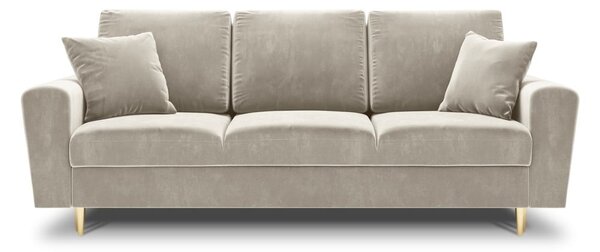 Béžová sametová rozkládací/s úložným prostorem pohovka 235 cm Kyoto – Cosmopolitan Design
