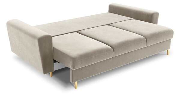 Béžová sametová rozkládací/s úložným prostorem pohovka 235 cm Kyoto – Cosmopolitan Design