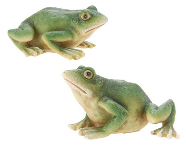 Zahradní figurka z polistone Frog, sada 2ks, 5 cm, zelená
