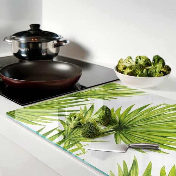 Skleněné krájecí prkénko Palmové listy v odstínech zelené ddk-nr-wm-00006766